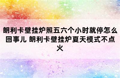 朗利卡壁挂炉照五六个小时就停怎么回事儿 朗利卡壁挂炉夏天模式不点火